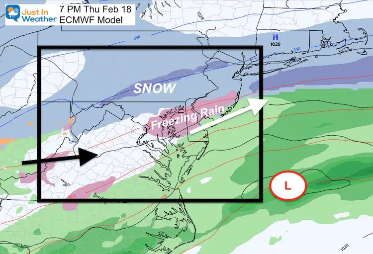 February 17 weather storm snow ice Thursday PM 7