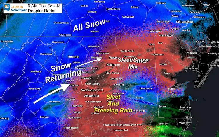 February 18 snow ice radar 9 AM