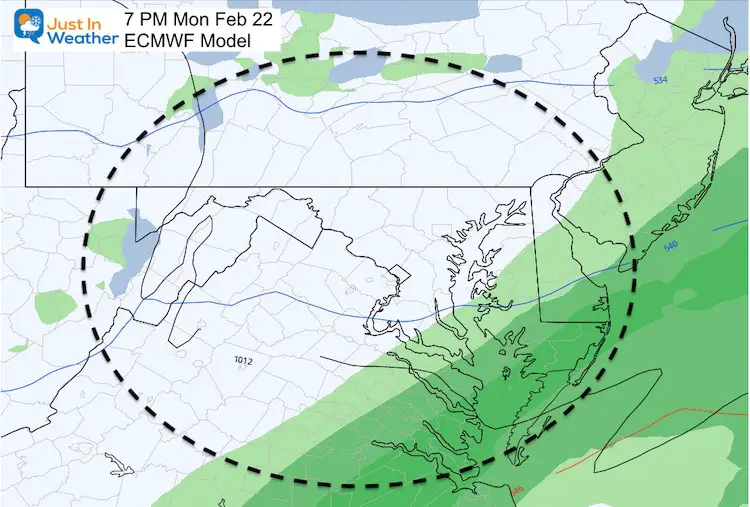 February 20 weather snow Monday PM 7