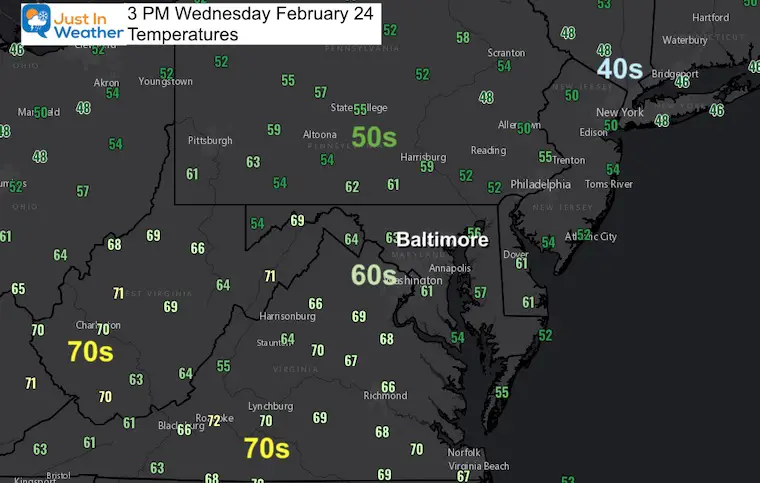 February 24 weather temperatures 3 PM