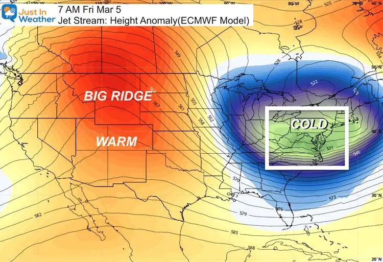 February 25 weather jet stream Cold March