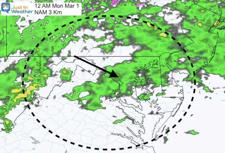 February 27 weather rain Monday AM 12