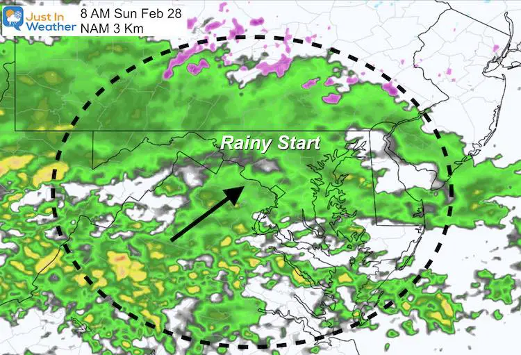 February 27 weather rain Sunday AM 8