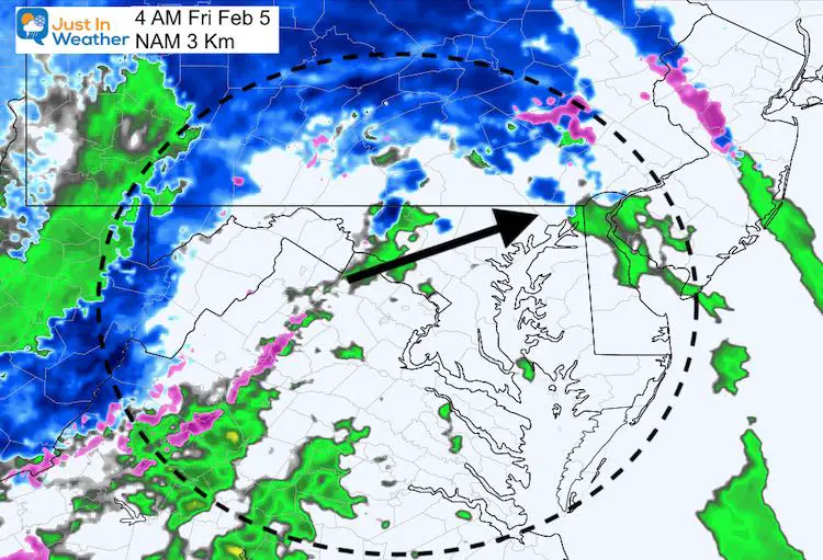 February 4 weather snow Friday 4 AM