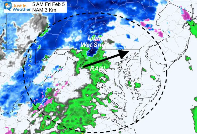 February 4 weather snow Friday 5 AM