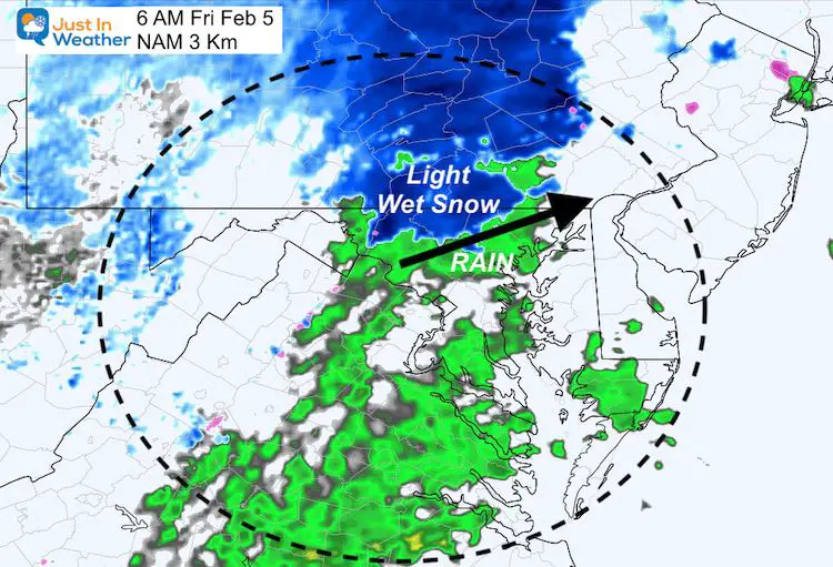February 4 weather snow Friday 6 AM