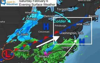 February 6 weather Saturday evening storm
