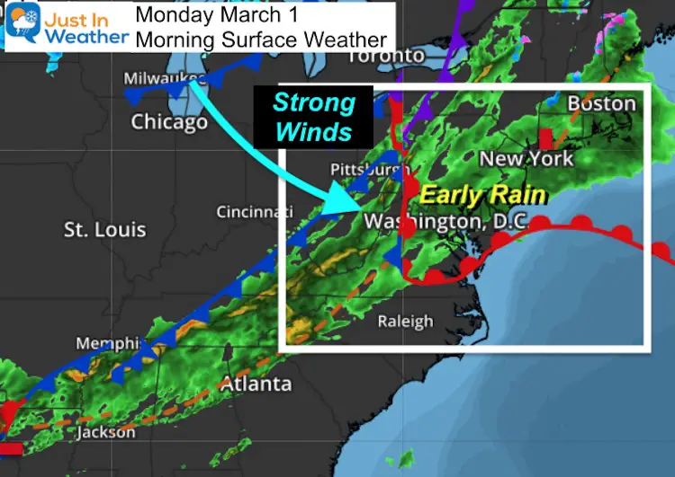 March 1 weather Monday morning