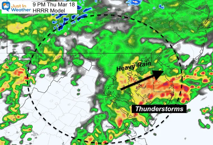 March 18 weather rain storm HRRR 9 PM