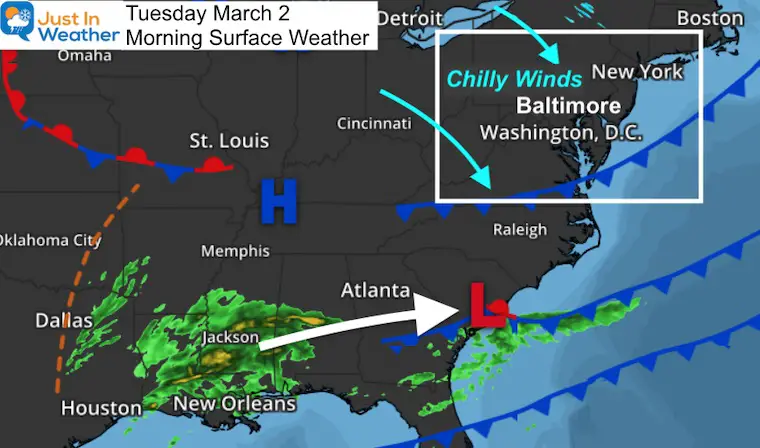 March 2 weather Tuersday morning