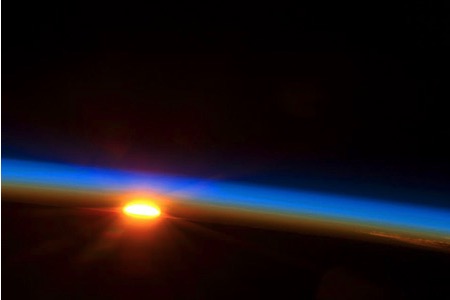 March 20 sun rising earth horizon ISS