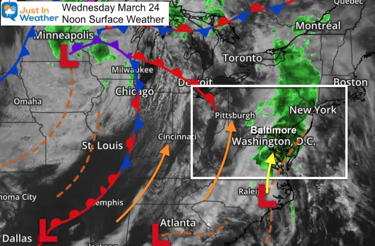 March 24 weather storm Noon Wednesday