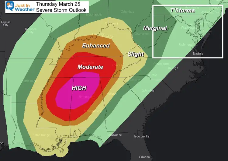 March 25 severe storm outlook Thursday afternoon