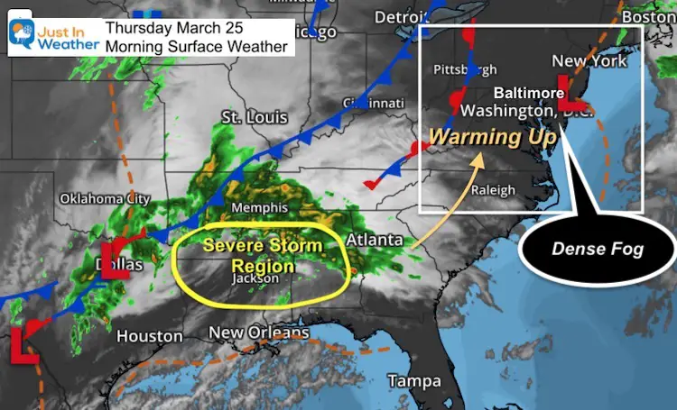 March 25 weather storm map Thursday morning