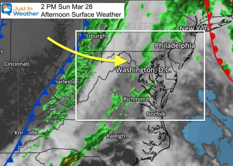 March 28 weather Sunday afternoon