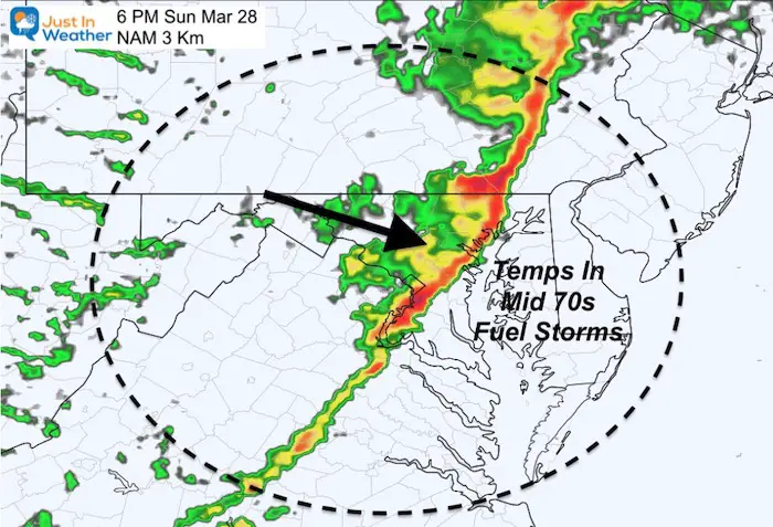 March 28 weather rain severe storm Sunday PM 6