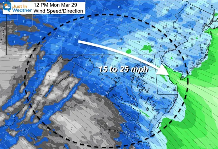 March 29 weather wind Monday PM 12