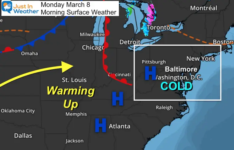 March 8 weather monday Morning