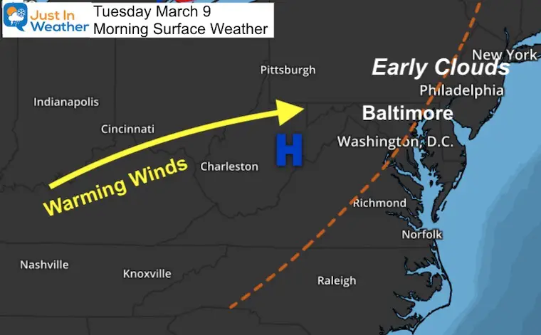 March 9 weather Wednesday morning