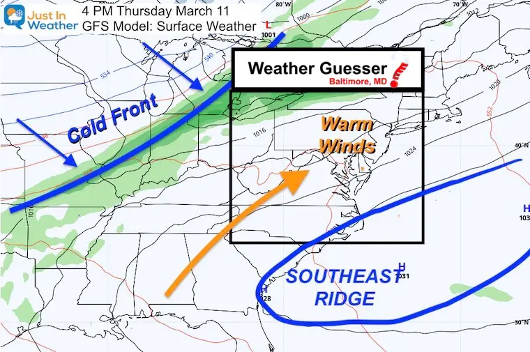 March weather forecast Thursday map