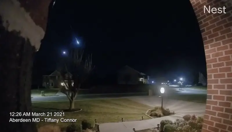 Meteor Fireball Bolide March 21 2021 Maryland