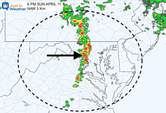 April 10 wether storm rain Sunday 6 PM