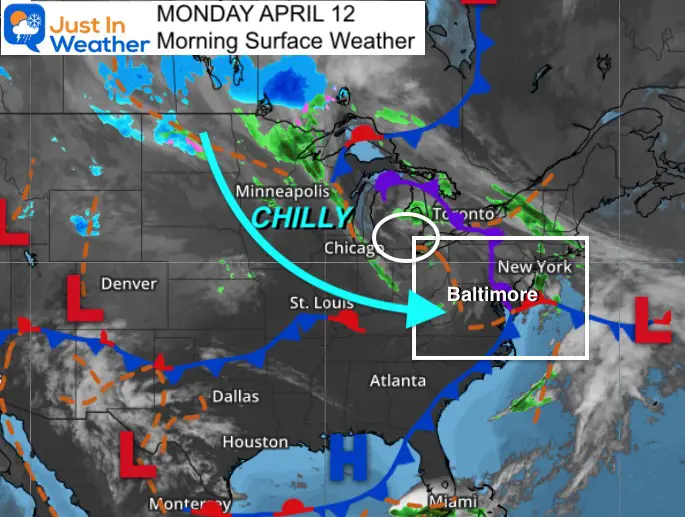 April 12 weather Monday morning