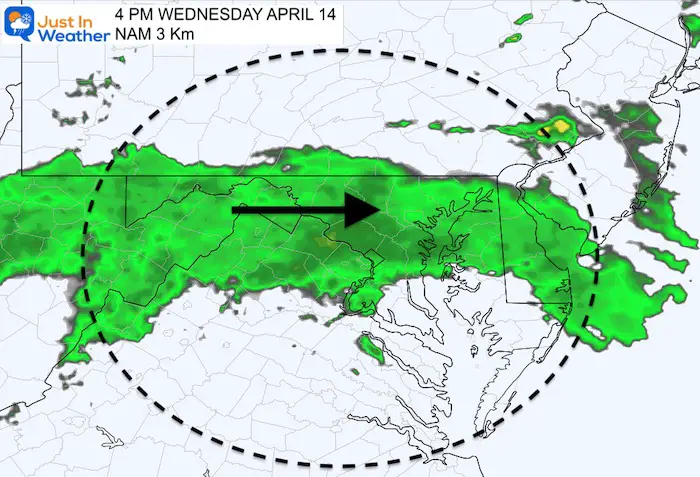 April 14 weather rain radar Wednesday 4 PM