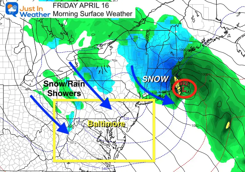 April 16 weather Friday Morning snow