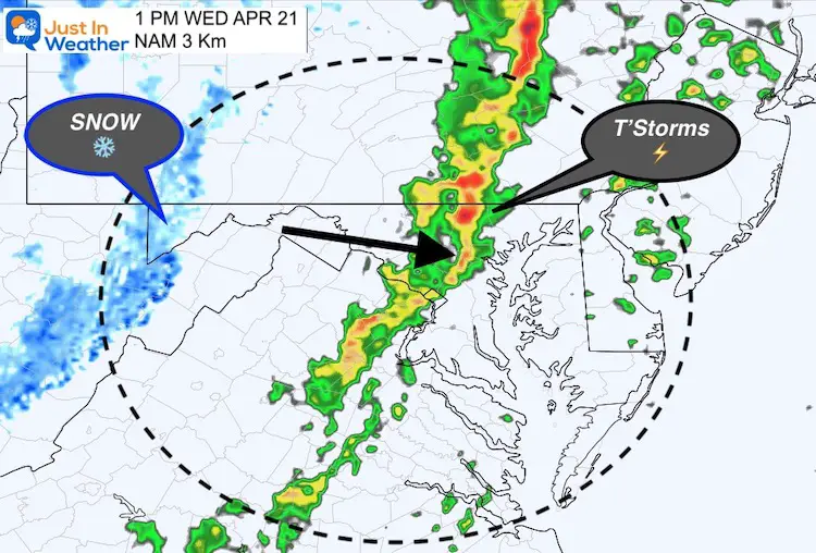 April 20 weather Wednesday snow thunderstorm