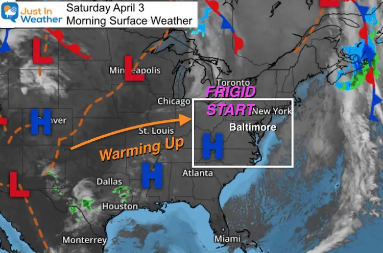 April 3 weather Saturday morning