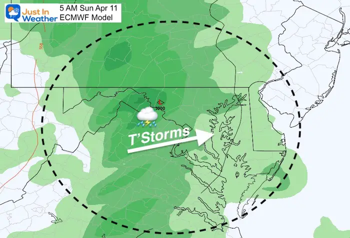 April 9 weather rain thunderstorm Sunday AM 5