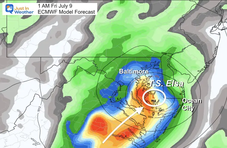 July_7_tropical_storm_elsa_track_ecmwf_Friday